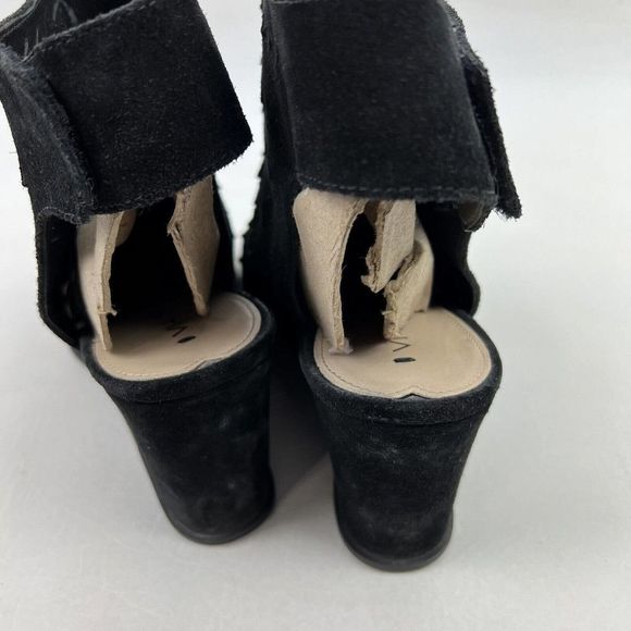 Via Spiga Wedges Womens 8.5 Black Leather Laser Cut Shoes - Picture 7 of 11